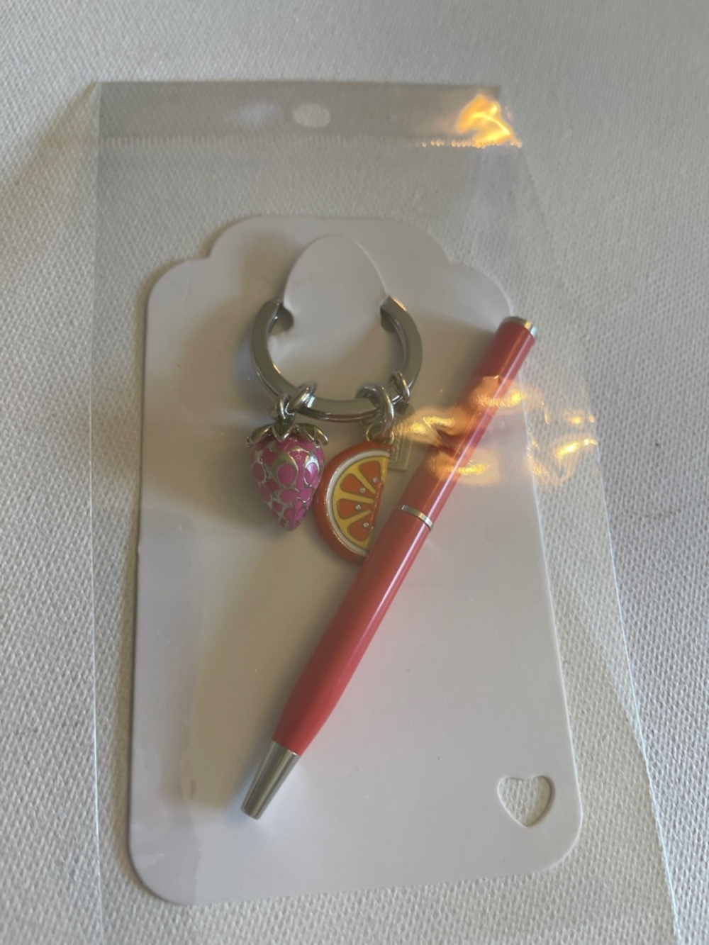 Coach Fruit Charm Keychain with Strawberry & Orange Slice Charms and Coach Pen - Picture 9 of 9